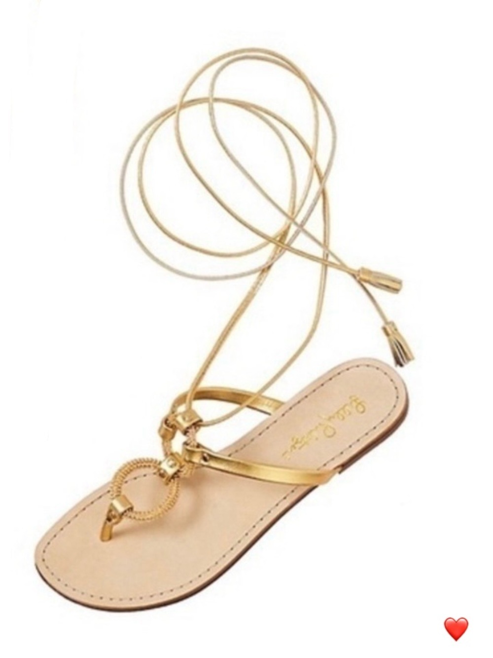 Lilly Pulitzer Lacey Sandals Strappy Leather Thong Women’s Size 8 Metallic Gold